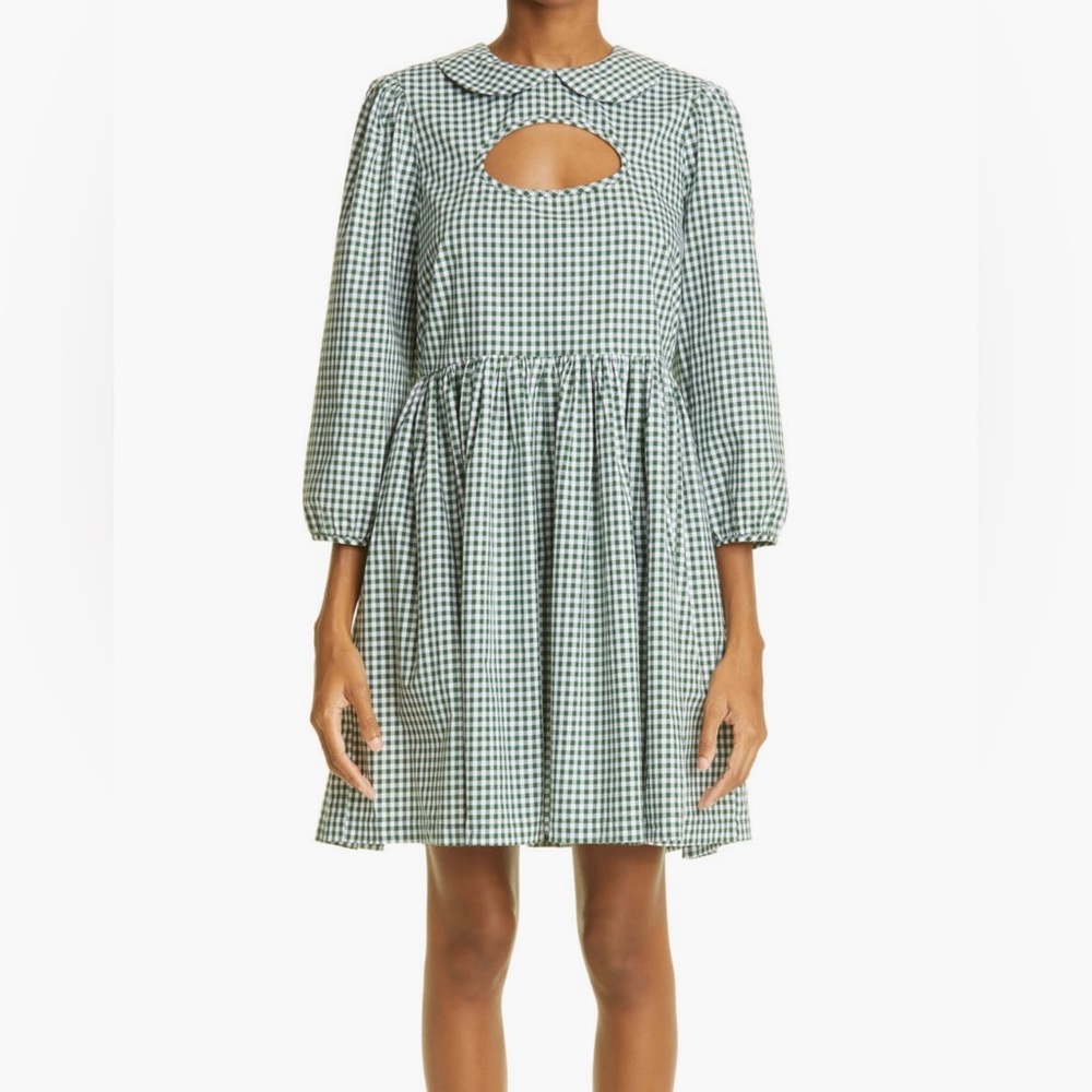 Sandy Liang Gingham Keyhole Cotton Dress: Size 10. Originally a $590 dress!